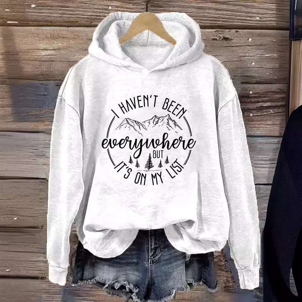 Hooded Coat Sweatshirt Printed Casual All-matching Women's Wear Top