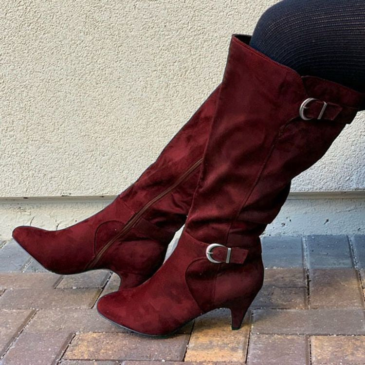 Autumn And Winter New Stiletto High Top Leather Boots