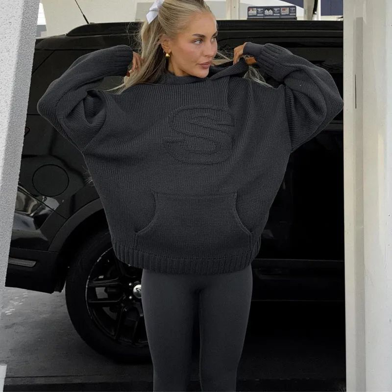 Autumn And Winter New Hooded Pullover Sweater Fashion Casual Women's Top With Pockets