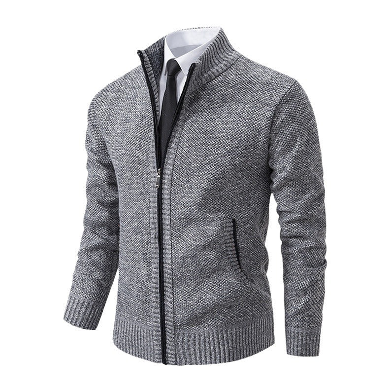 Autumn And Winter Warm Men's Casual Cardigan Stand-up Collar Sweater Coat Fashion