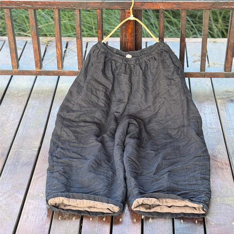 Women's High Temperature Washed Ramie Straight Wide Leg Cotton Pants