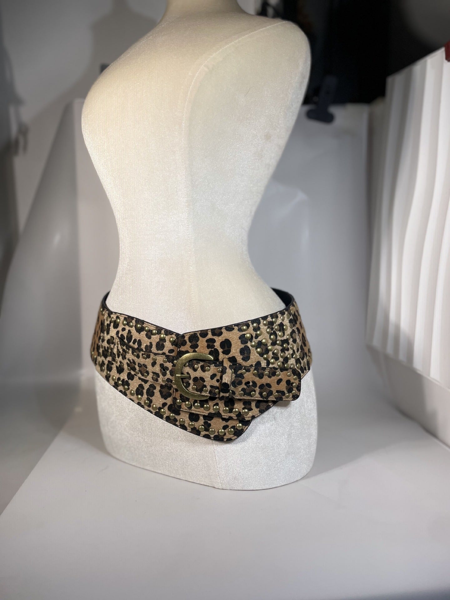 Chic efterår/vinter hestehår leopardprint fluffy bredt bælte
