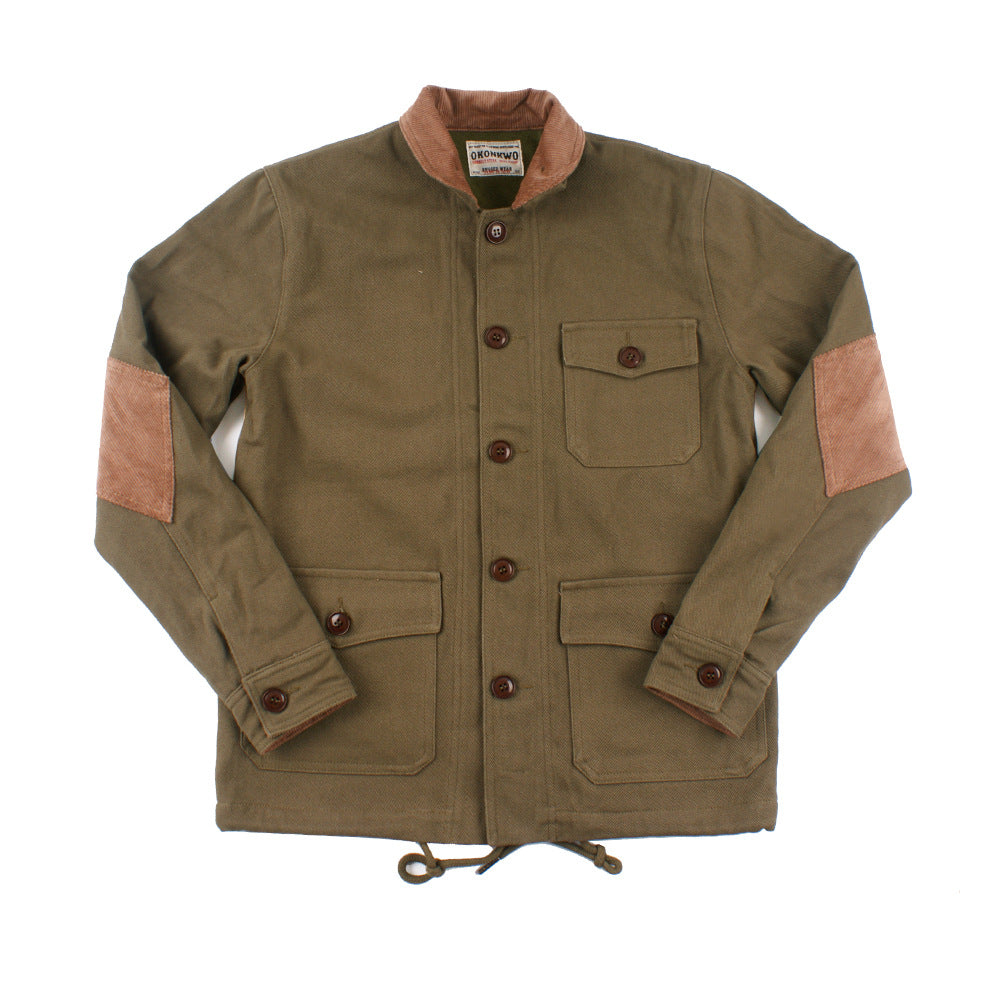 Men's Velvet Stand Collar-pocket Thick Jacket