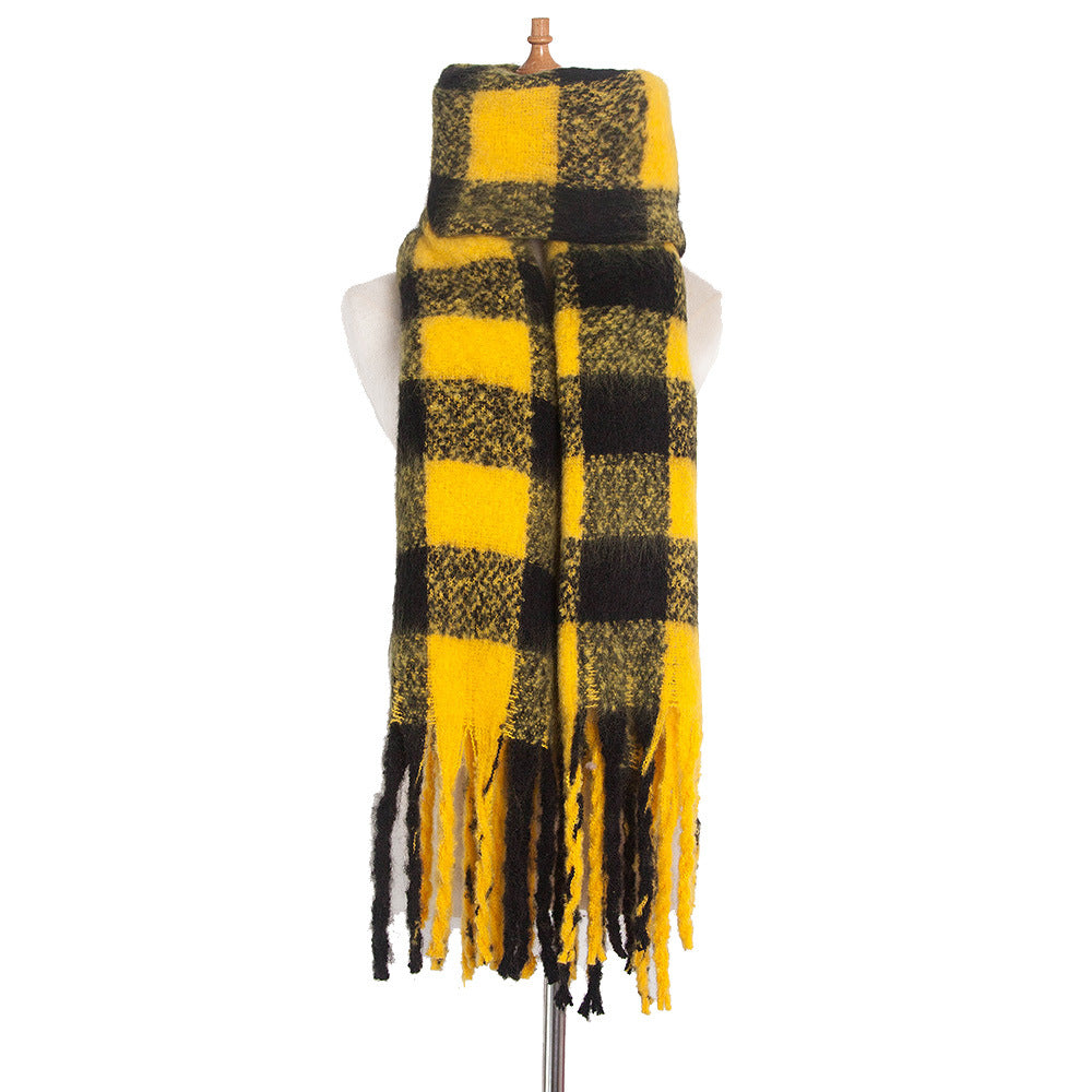 Women's Striped Thick Thick Tassel Scarf