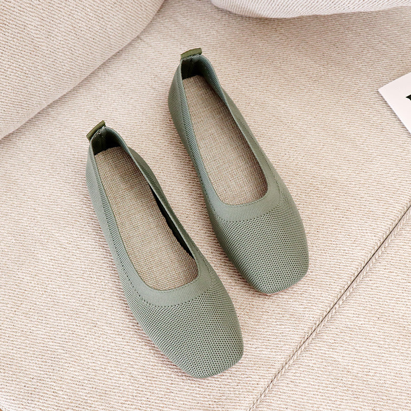 Ladies New Knitted Fashion Flat Peas Shoes Casual Shoes
