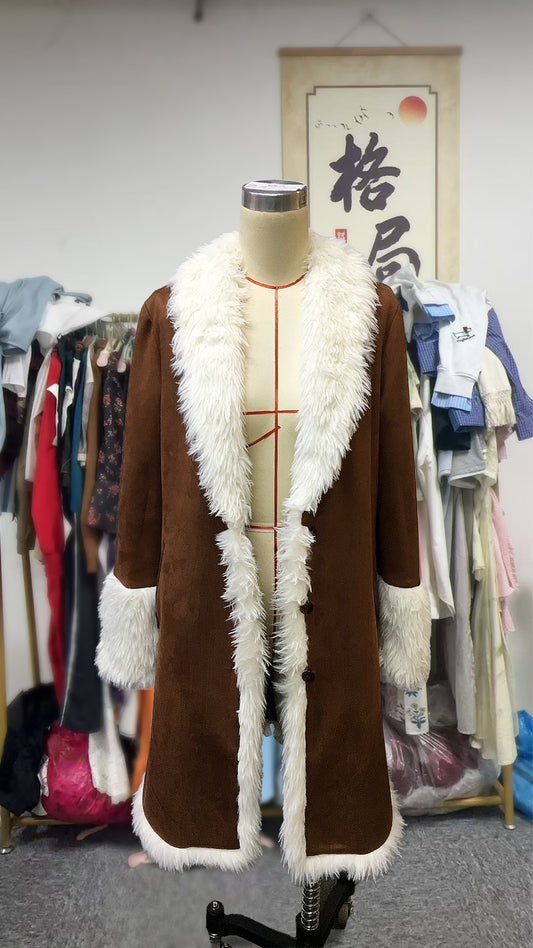 Europæisk og amerikansk cowboy-stil western retro trenchcoat plys efterårs- og vintermode varm frakke