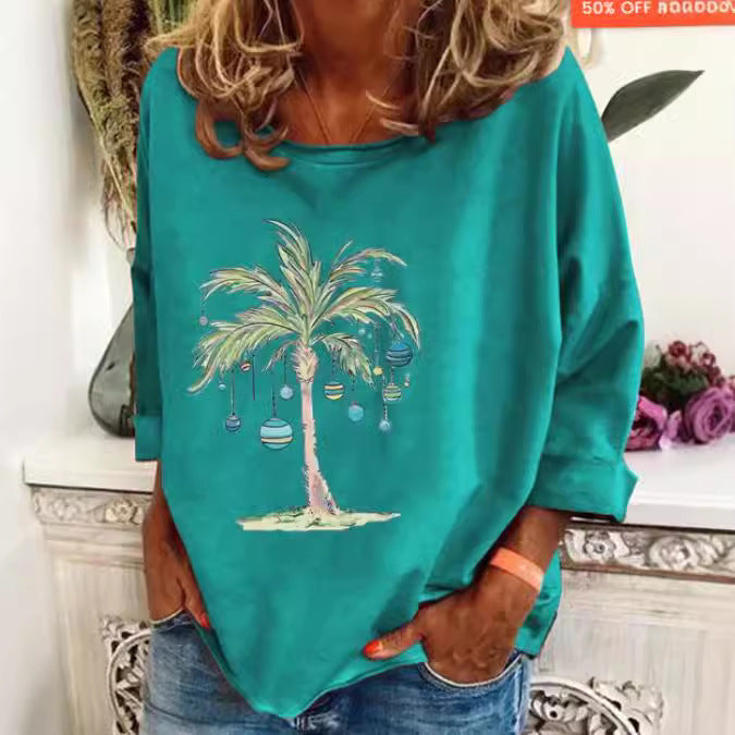 Dame tynd langærmet T-shirt med løs pasform