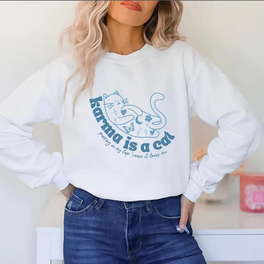 Retro sweatshirt til kvinder med rund hals