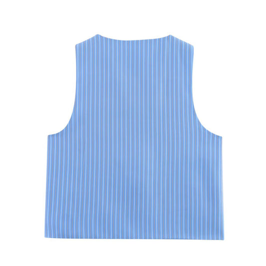 Women's Versatile Top High-waisted Straight-leg Striped Pants