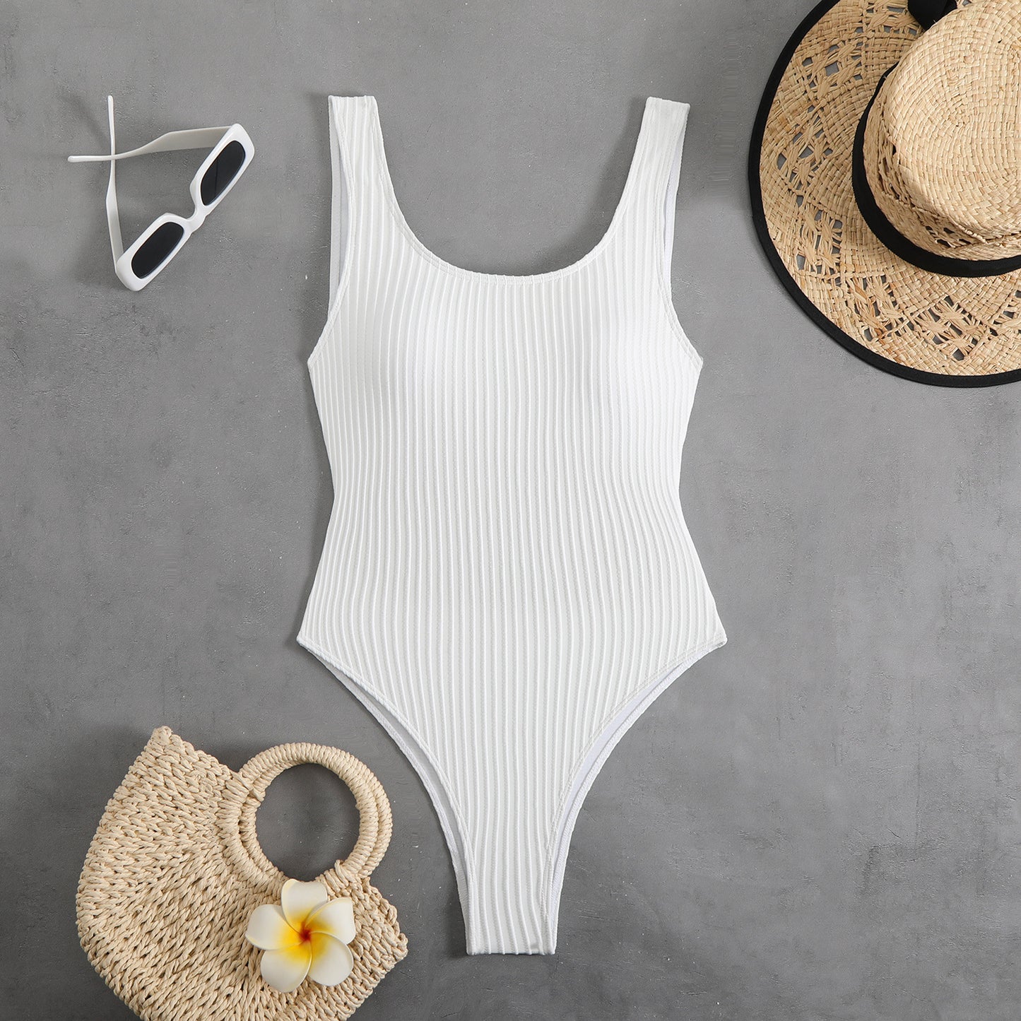 One-piece Solid Color Women's Covering Belly Thin Bikini Swimsuit