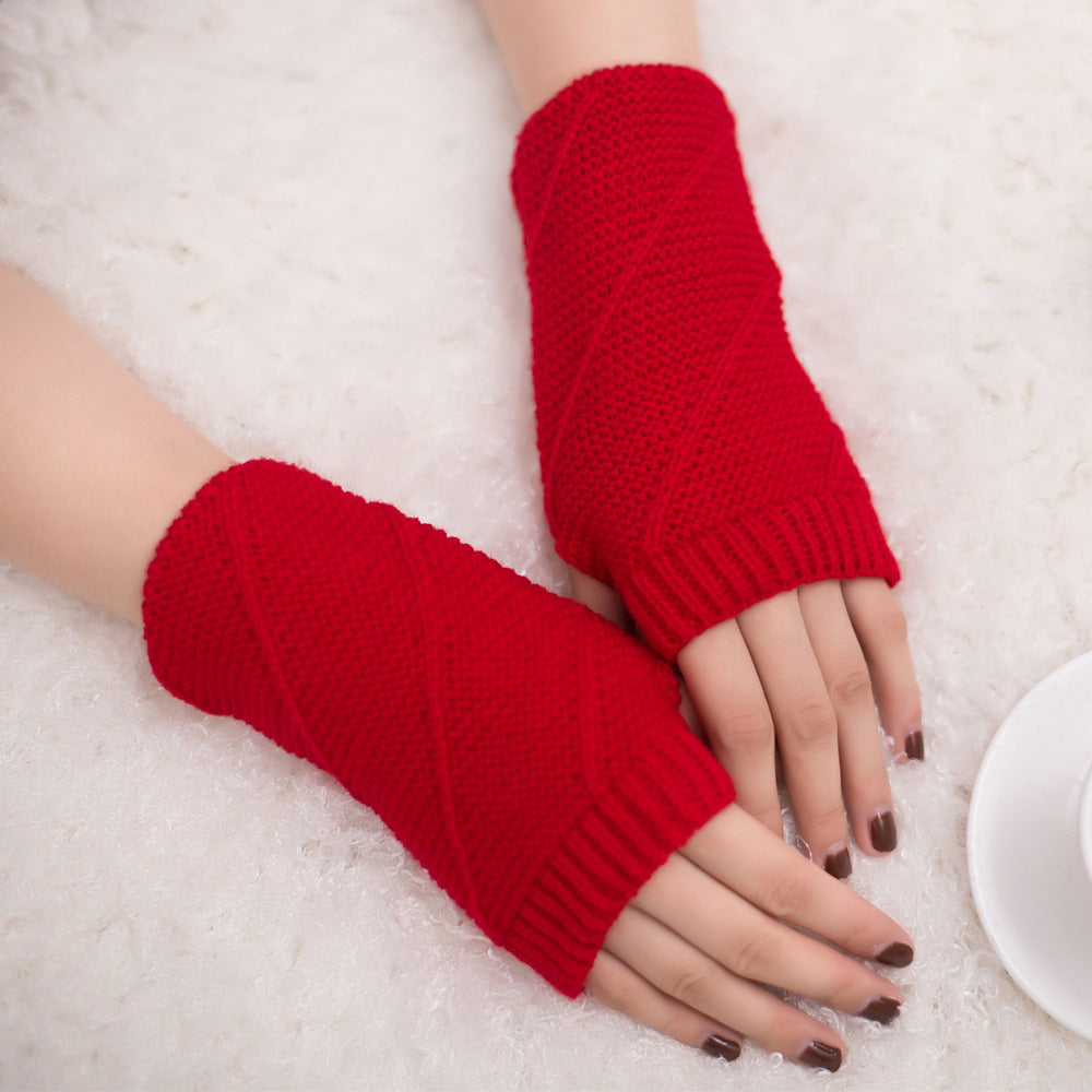 Colorful Warm Half Fingerless Gloves Knit