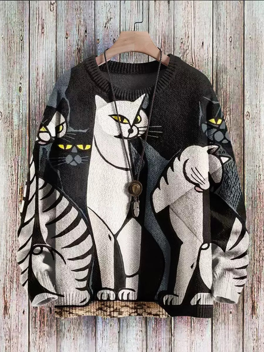 Women's 3D Printed Loose Long Sleeved Sweater