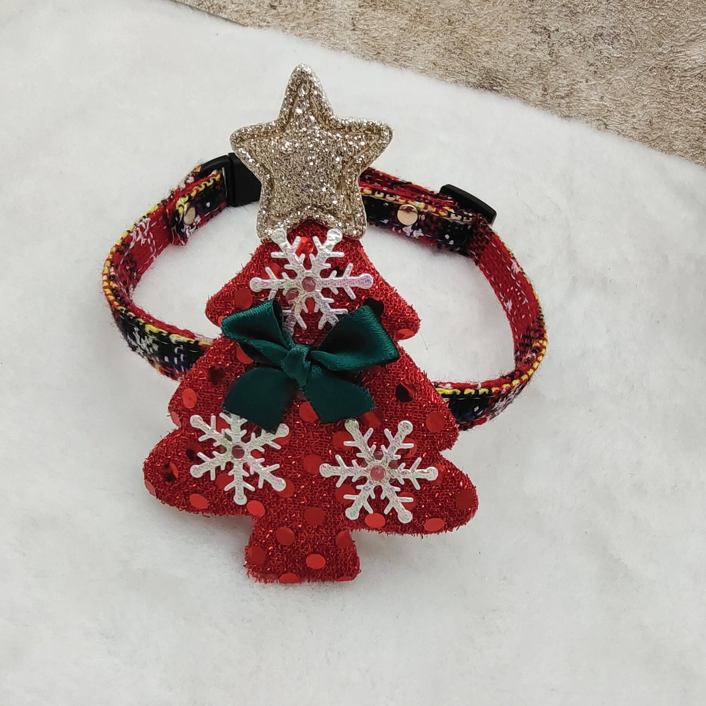 Simple Christmas Snowflake Canvas Pet Collar