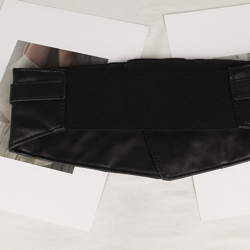 Black Extra Wide Waist Seal Elastic  Simple Versatile Sweater Belt