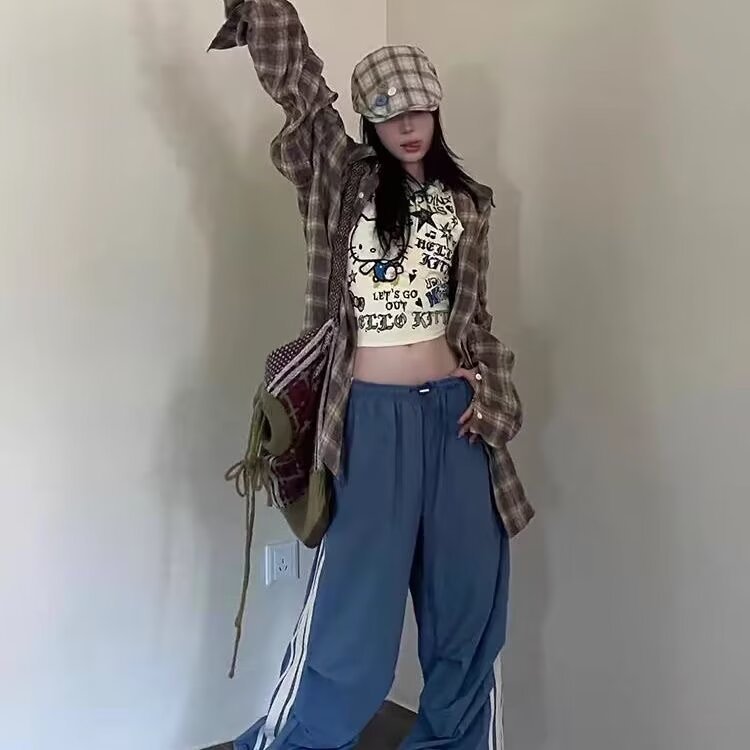 American High Street Striped Baggy Pants Women