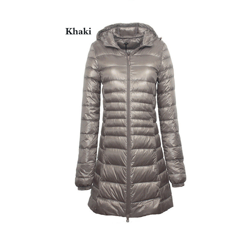 Lightweight Mid-length Plus Size Slim Fit Women's Down Jacket
