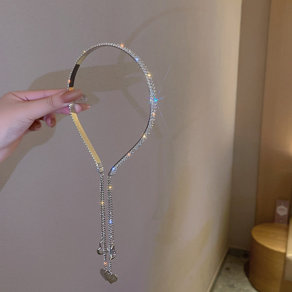 Women's Diamond Geometric Love Chain Tassel Headband