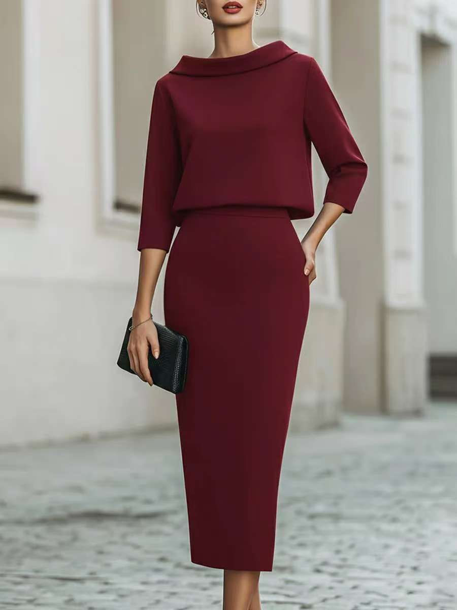 Stylish Urban Commuter Two-piece Set Featuring A Bodycon Skirt And Top