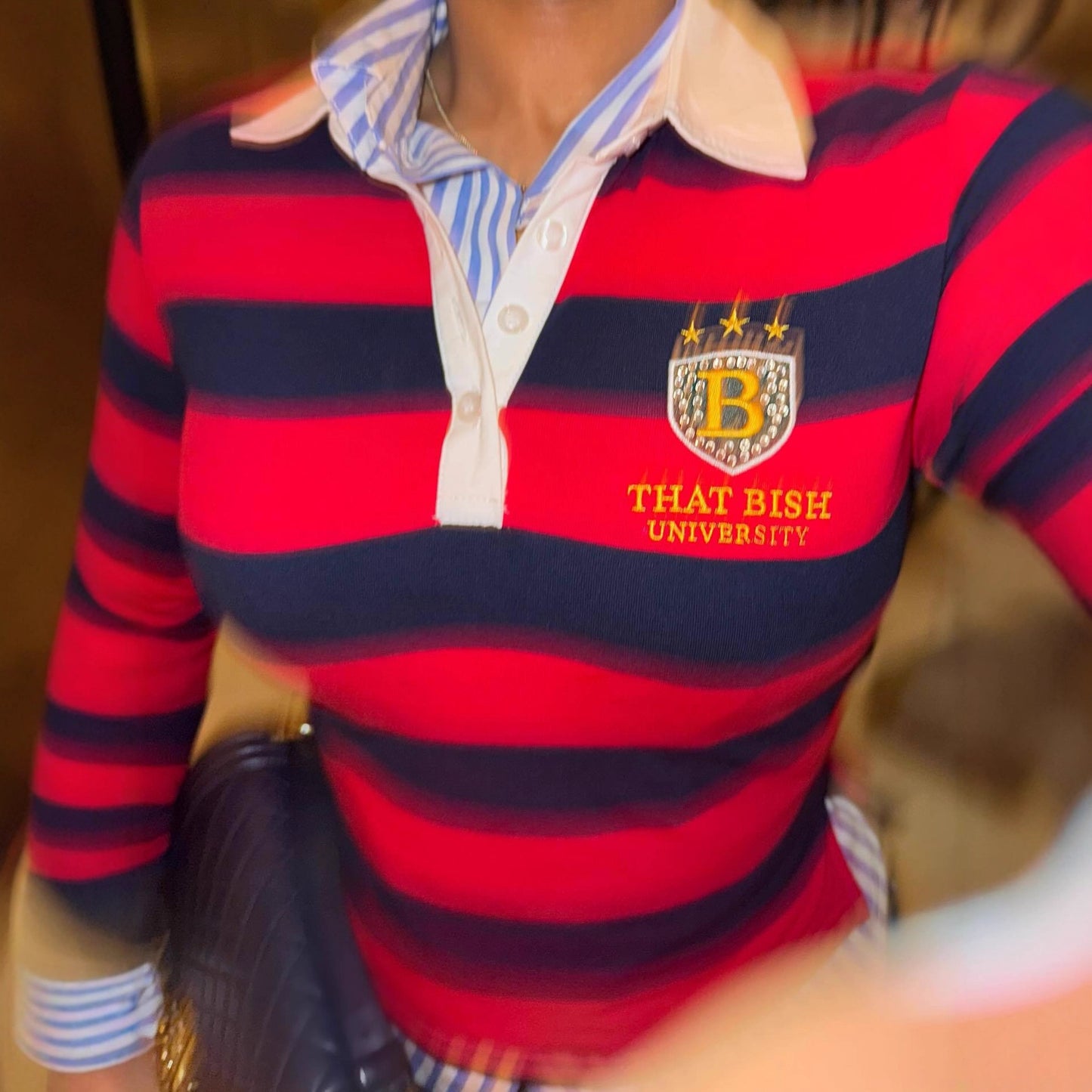 Retrokontrastfarvet broderet design revers hættetrøje