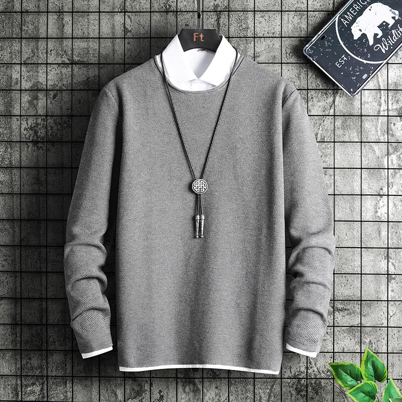 Round Neck Curled Knitted Sweater Casual All-match Top