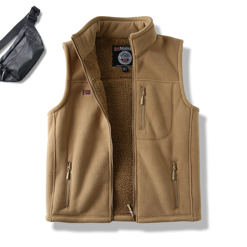 Thick Warm Men's Vest Stand Collar Polar Fleece Waistcoat