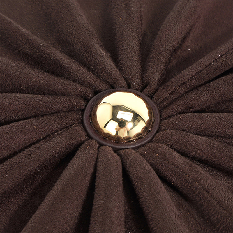 Style Round Pie Bag Genuine Leather Bag Metal Chain