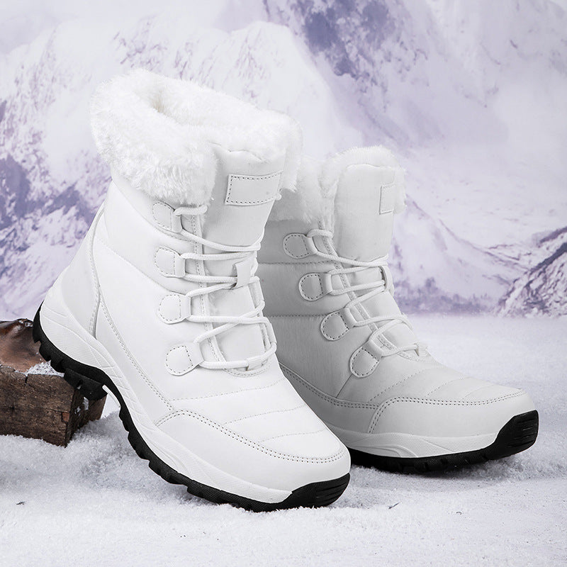 Fleece-lined Thickened Warm Wear-resistant Outdoor Hiking Shoes