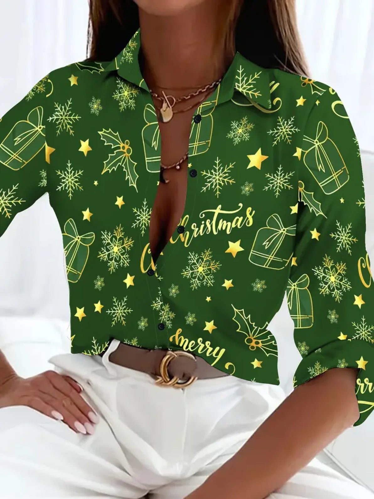 Versatile, High-quality Womens Long-sleeve Christmas Shirt