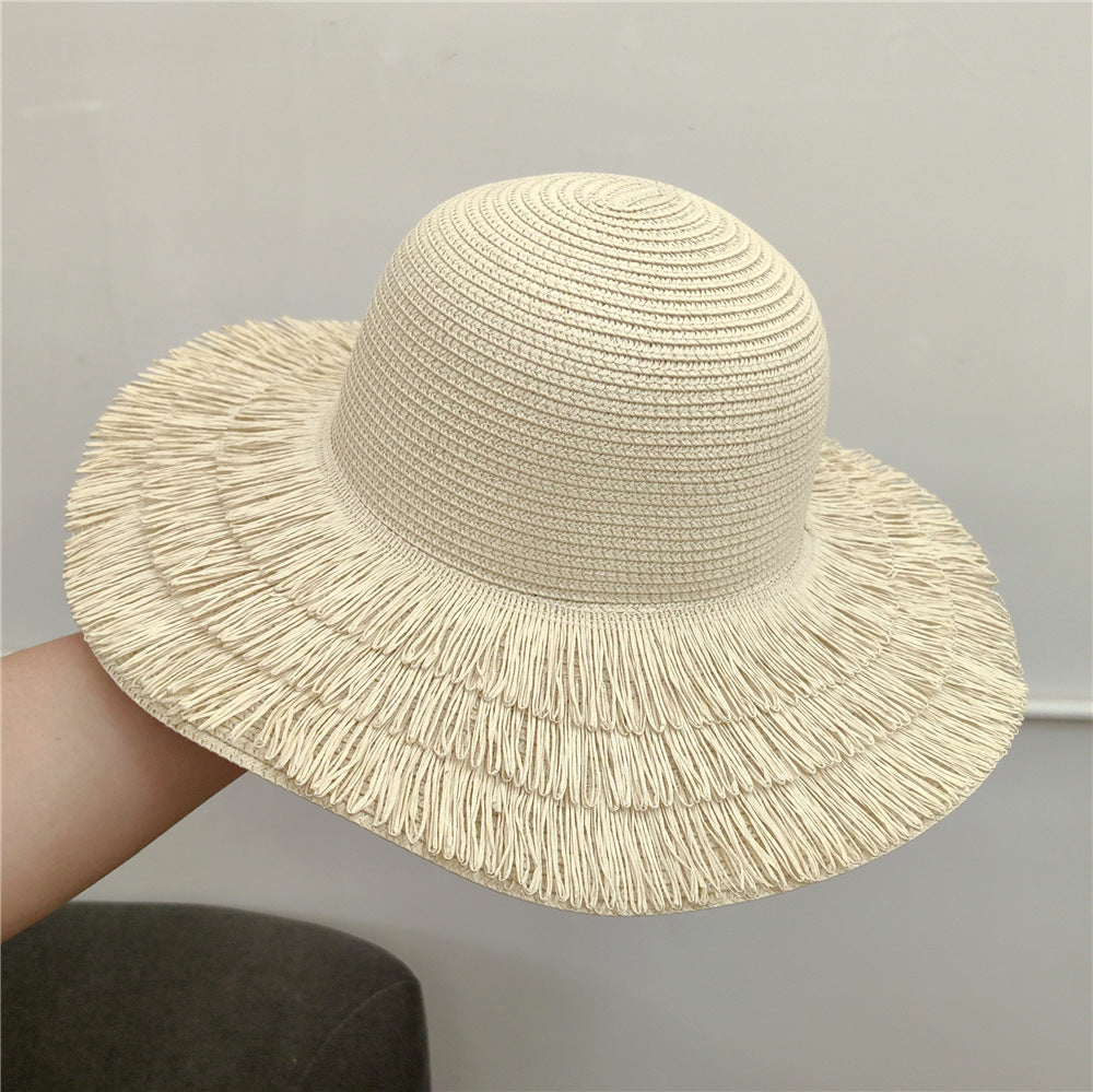 Niche Big Brim Straw Hat Femininity Fringe