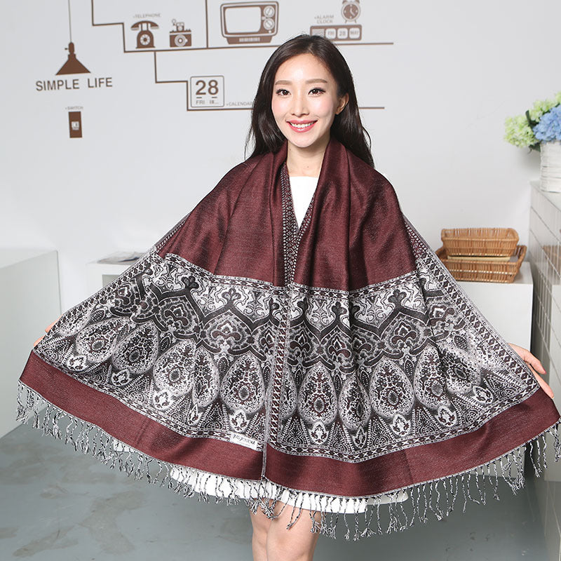 Cashew Jacquard Flower Air-conditioning Shawl Scarf