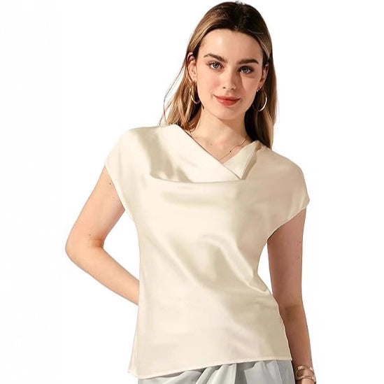 New Womens Slim-fit, Solid-color Casual Short-sleeve T-shirt With Batwing Sleeves