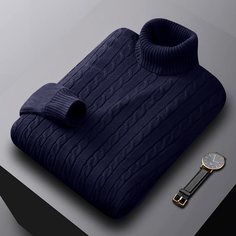 Men's Turtleneck Sweater Thick Cotton Sweater Fleece Lined Padded Warm Keeping Underwear