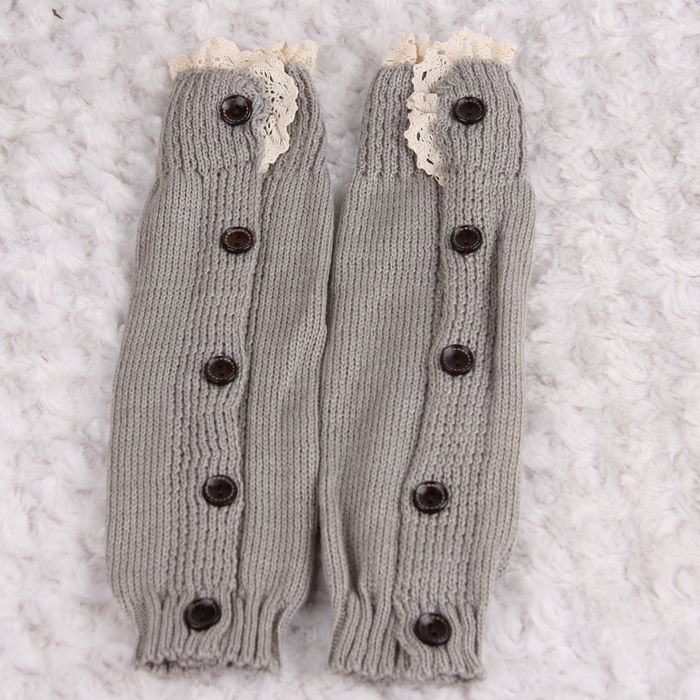 Children's Button Knitted Wool Pile Warm Foot Cover