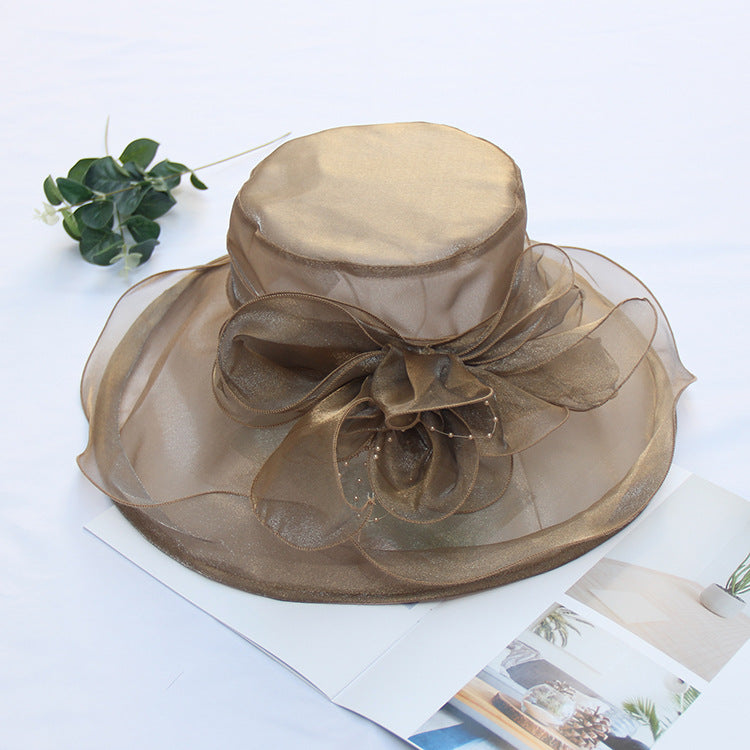 Cool Retro Flower Mesh Sun Hat Organza Sunscreen Women's