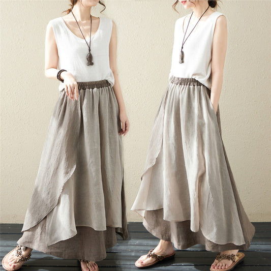 Spring And Summer New Women's Irregular Linen Skirt