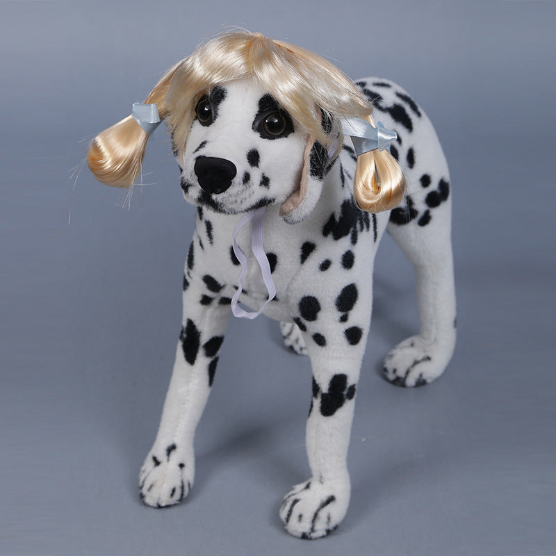 Pet Dog Wig Tied Double Braid Funny Performance Props