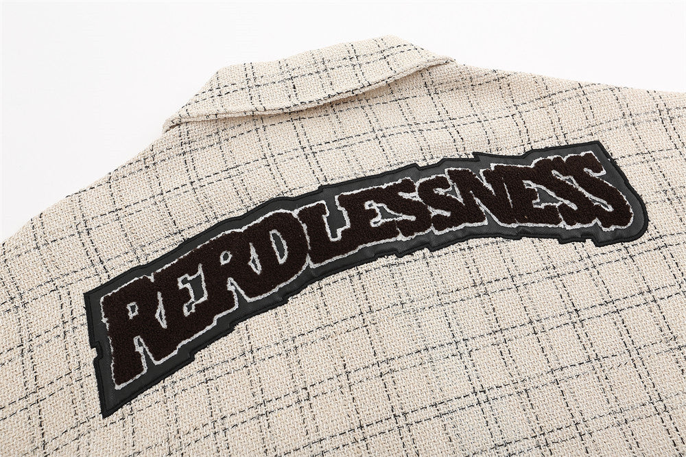 Patch Embroidered Letters Long Sleeve Shirt