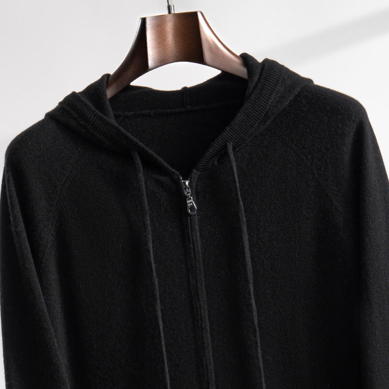 Zip-up strikcardigan i cashmere til mænd