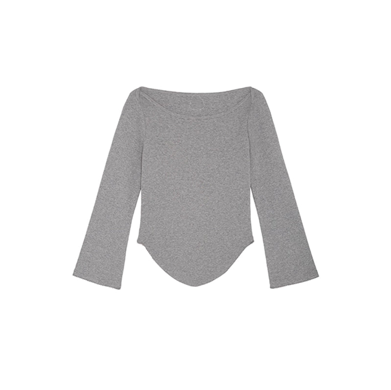Pure Cotton Trim Slim Fit Cute Loungewear Mid-sleeve T-shirt