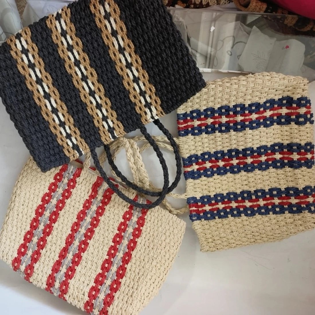 Large Zipper Woven Straw Handbag Casual Large Shoulder Women's Shopping Bag