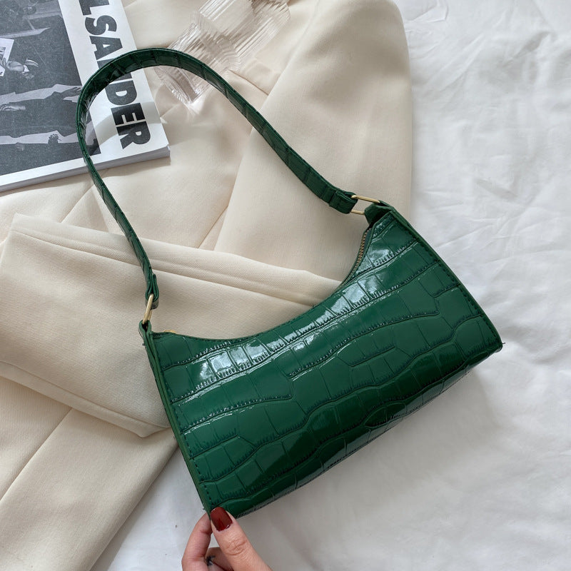 Embossed Underarm Stone Pattern Candy Color Shoulder Bag
