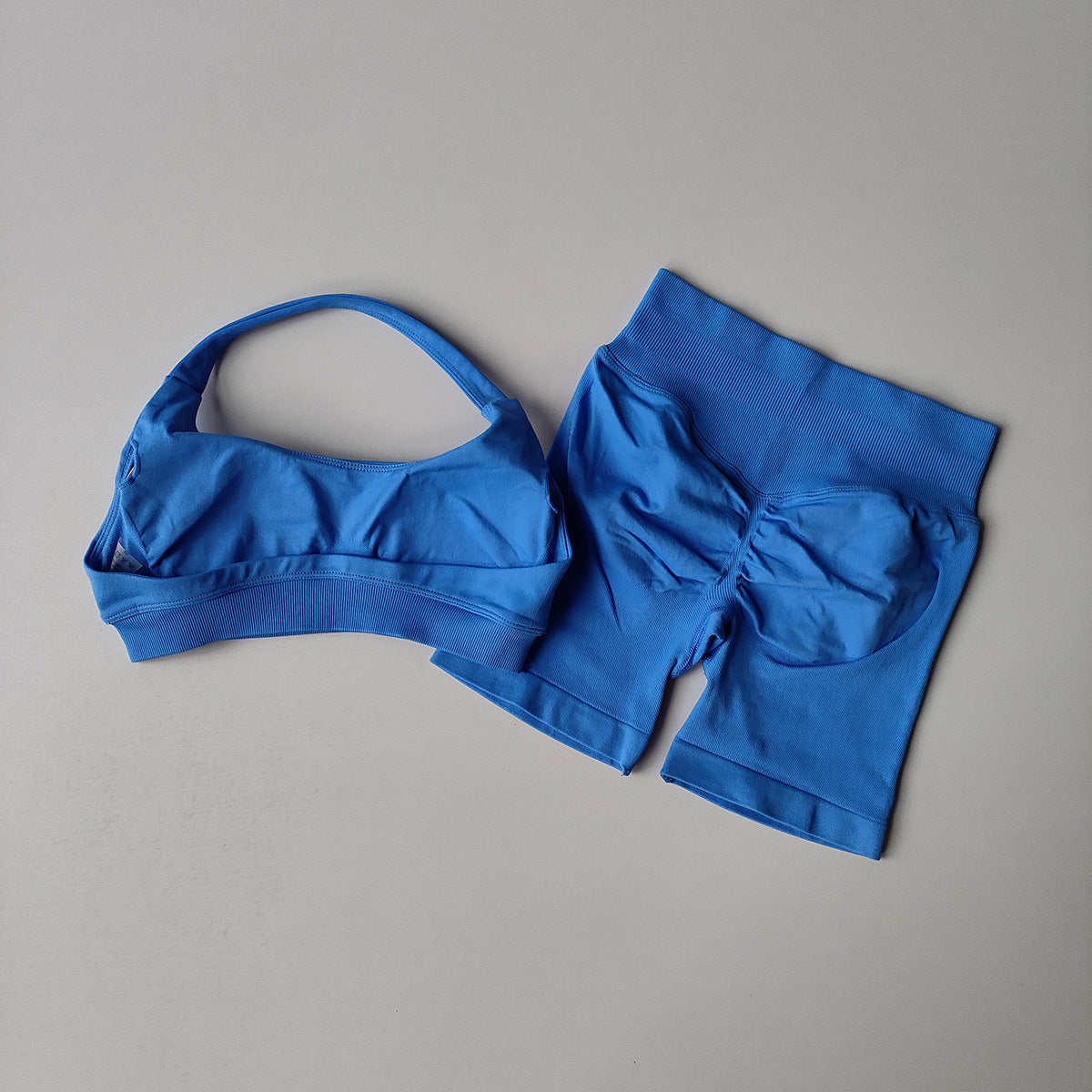 Silk Halter Bra And Peach-butt Shorts Yoga Set