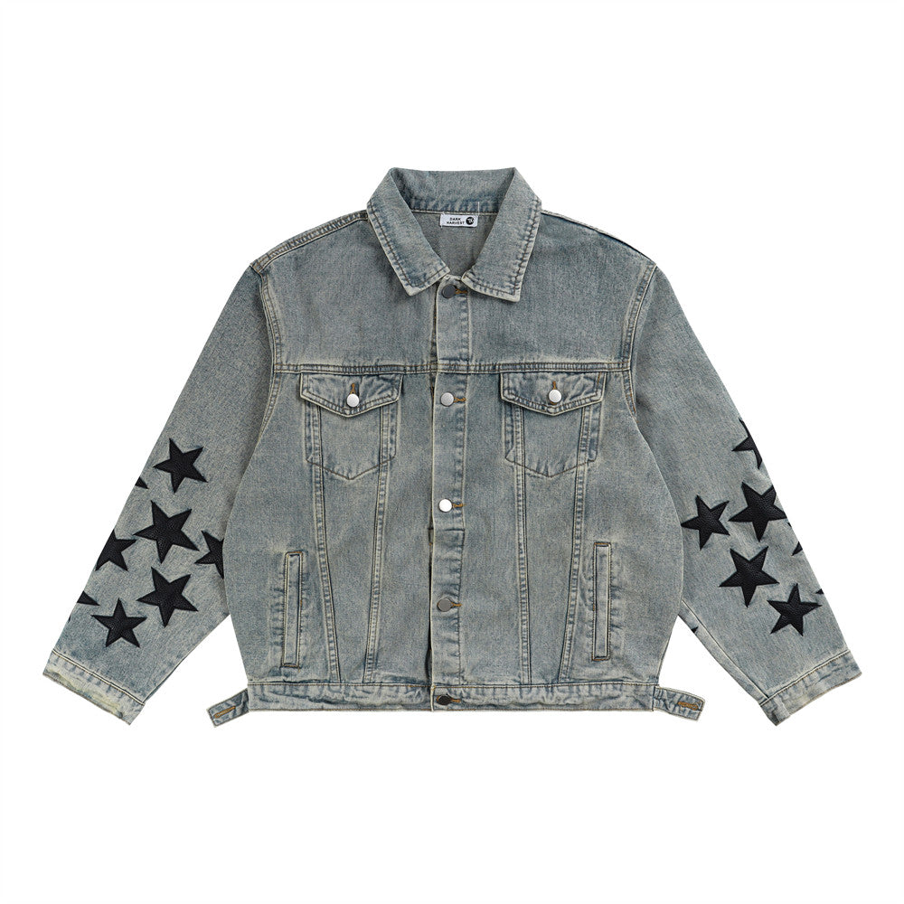 XINGX Veneer Embroidery Stitching Denim Clothes Jacket