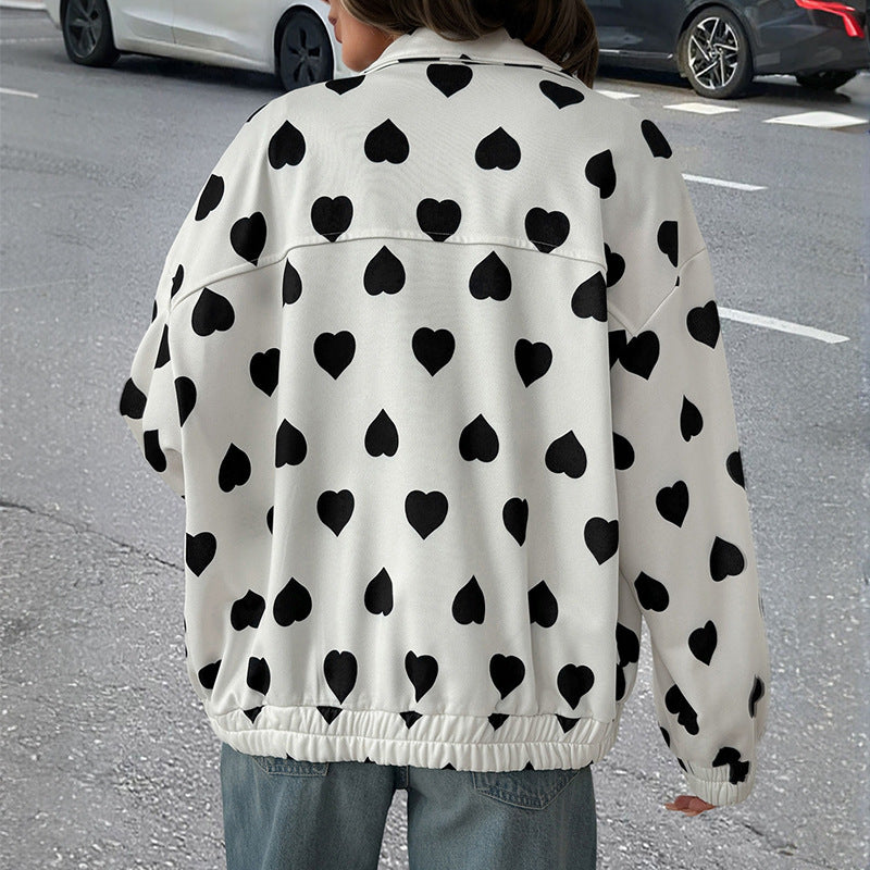Zipper And Lapel Coat Women's Jacket