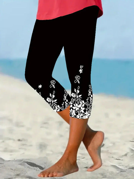 Printed Seaside Series Cropped Leggings  3d