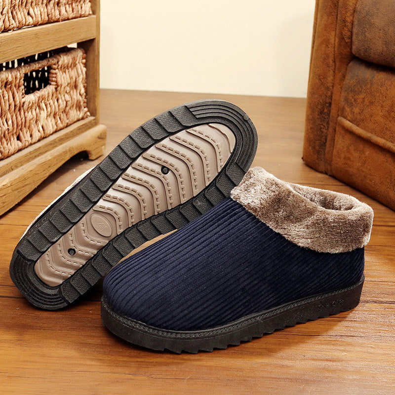 Winter Men's New Casual Cotton Shoes Tendon Thickening Bottom Home Warm Shoes Men's Plus Velvet Thick Cotton Boots Men