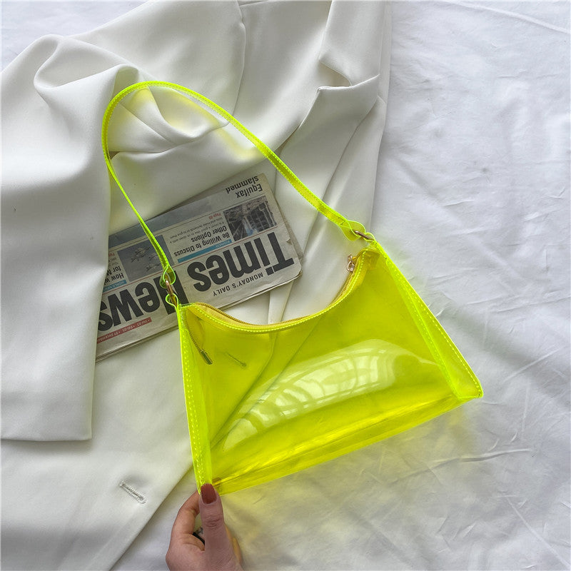 Mode Dame Taske Koreansk Version Lille Jelly Bag Ensfarvet Transparent Dame Skuldertaske
