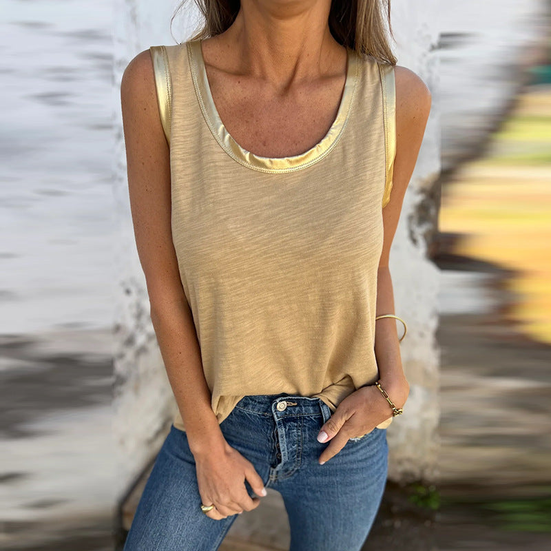 Casual Loose Round Neck Knitted Vest Women's Sleeveless Blouse