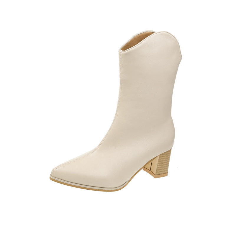 Women's Pointed-toe High-heeled Short Boots Autumn And Winter