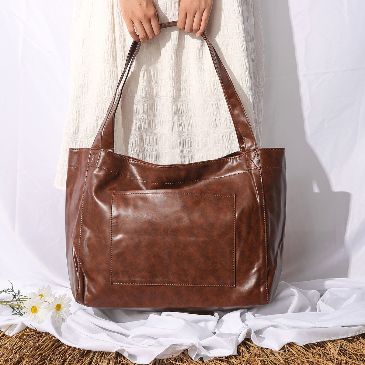 Women's Big Bag Strap Soft Leather Portable Shoulder